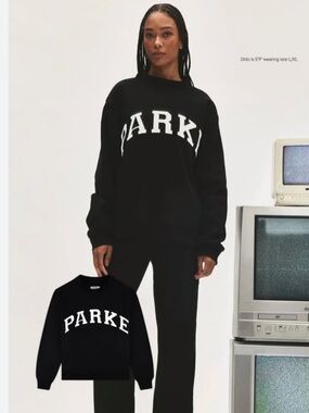 PARKE Black Crewneck Sweatshirt with White Arch Logo